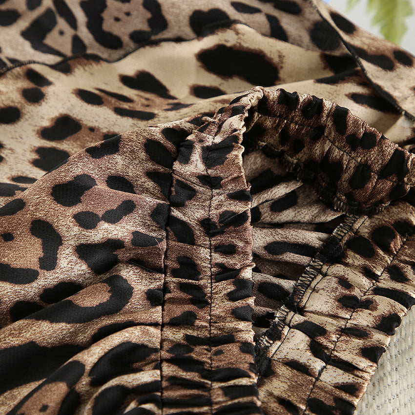 Dame Badetøj sæt med leopardmønster og kimono-lignende overdel Stilla