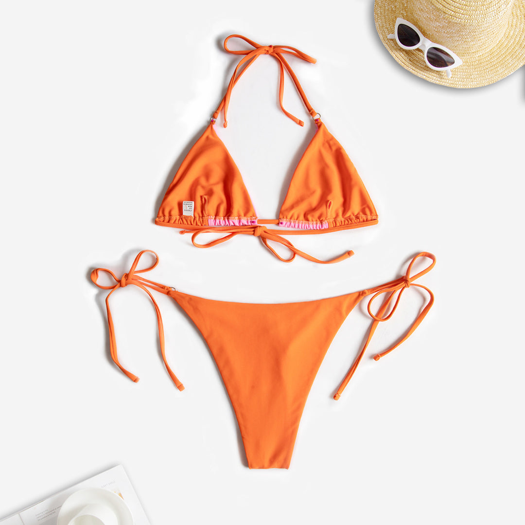 Dame Triangel-Bikini-Sæt med trendy farveblok-design og justerbare stropper Stilla
