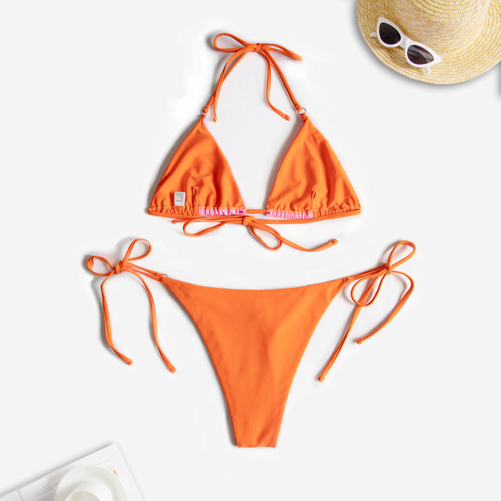 Dame Triangel-Bikini-Sæt med trendy farveblok-design og justerbare stropper Stilla