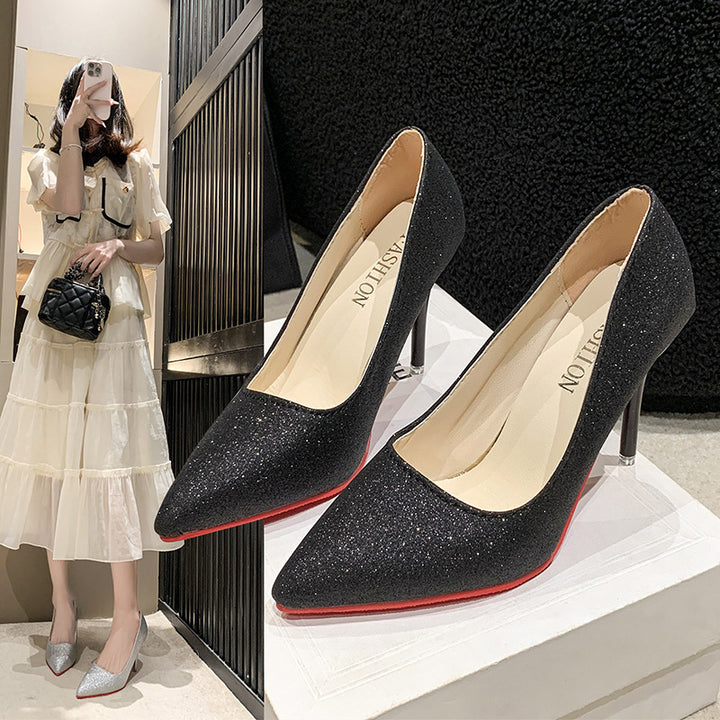 Damer Glitrende High Heels med elegant spids design og skridsikkert fodseng Stilla