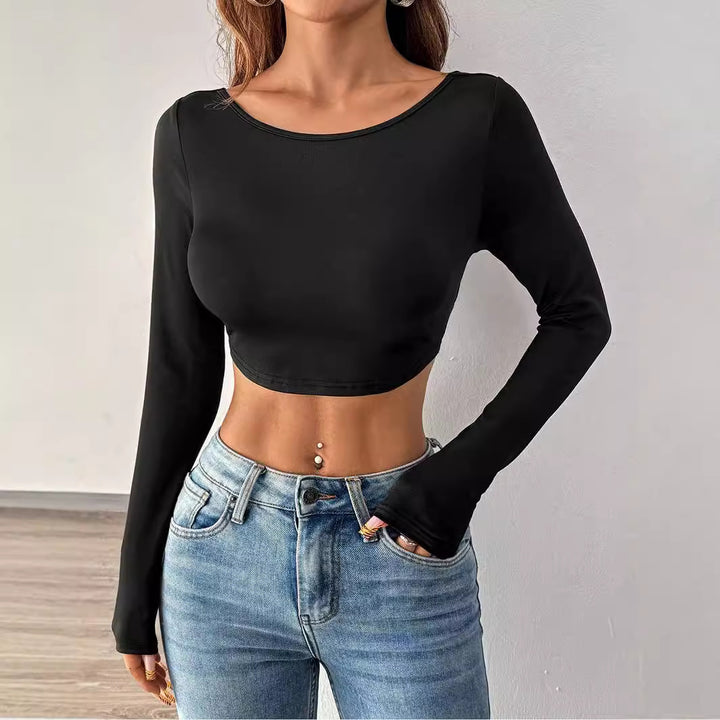 Kvindernes cropped langærmet skjorte i minimalistisk design Stilla