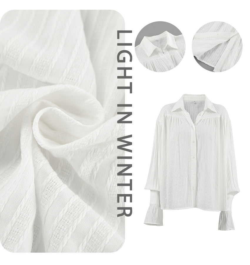 Dame Oversized Bluse med voluminøse ærmer og struktureret design Stilla