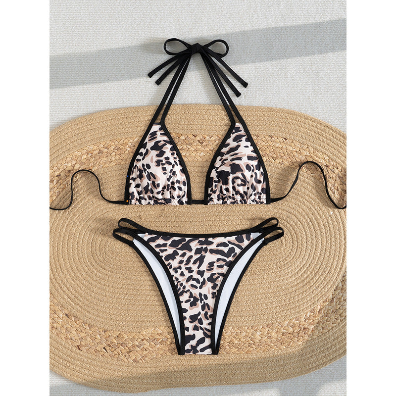Dame Triangle-top og justerbart snøre-bikini-sæt Stilla