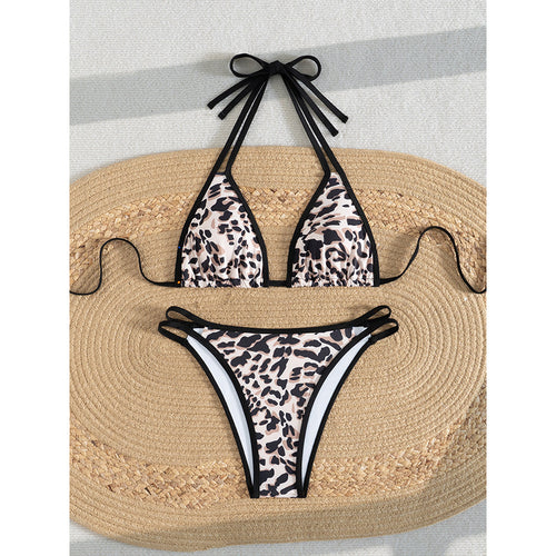Dame Triangle-top og justerbart snøre-bikini-sæt Stilla