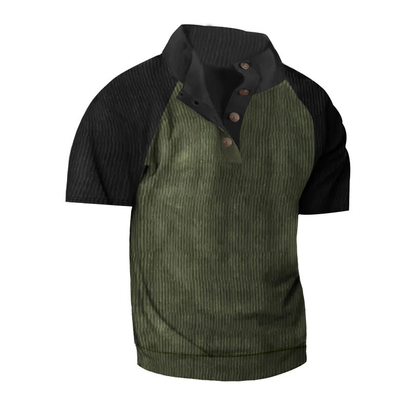 Herre Kortærmet Henley T-shirt med moderne strukturdesign Stilla
