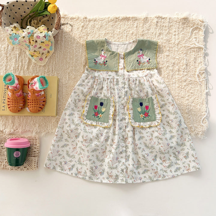 Femme Floral Broderet Kjole Stilla