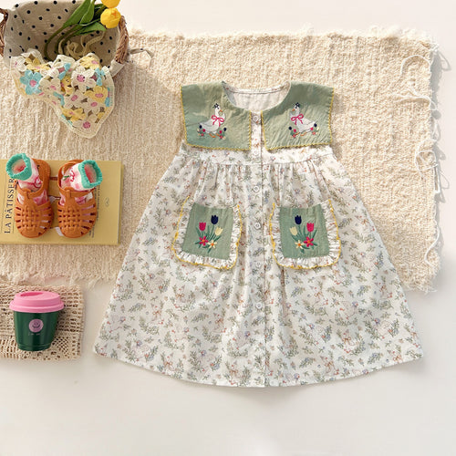 Femme Floral Broderet Kjole Stilla