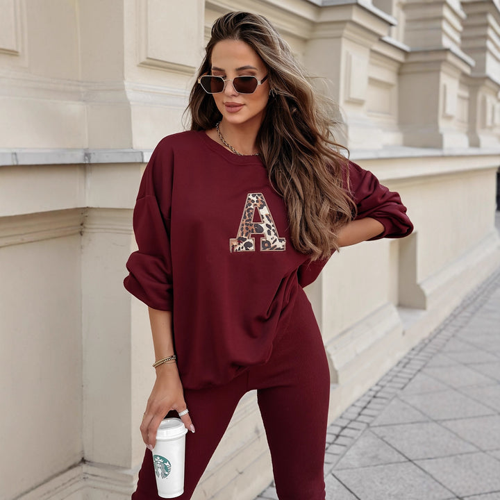 Kvinders sweatshirt med leopardprintdetalje og afslappet pasform Skovae