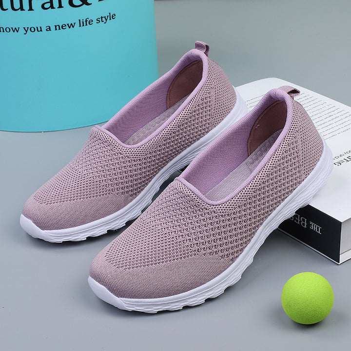 Damer nan lettere strikket slip-on sneakers med glimmertråde, elastisk indgang og fleksibel let sål Skovae