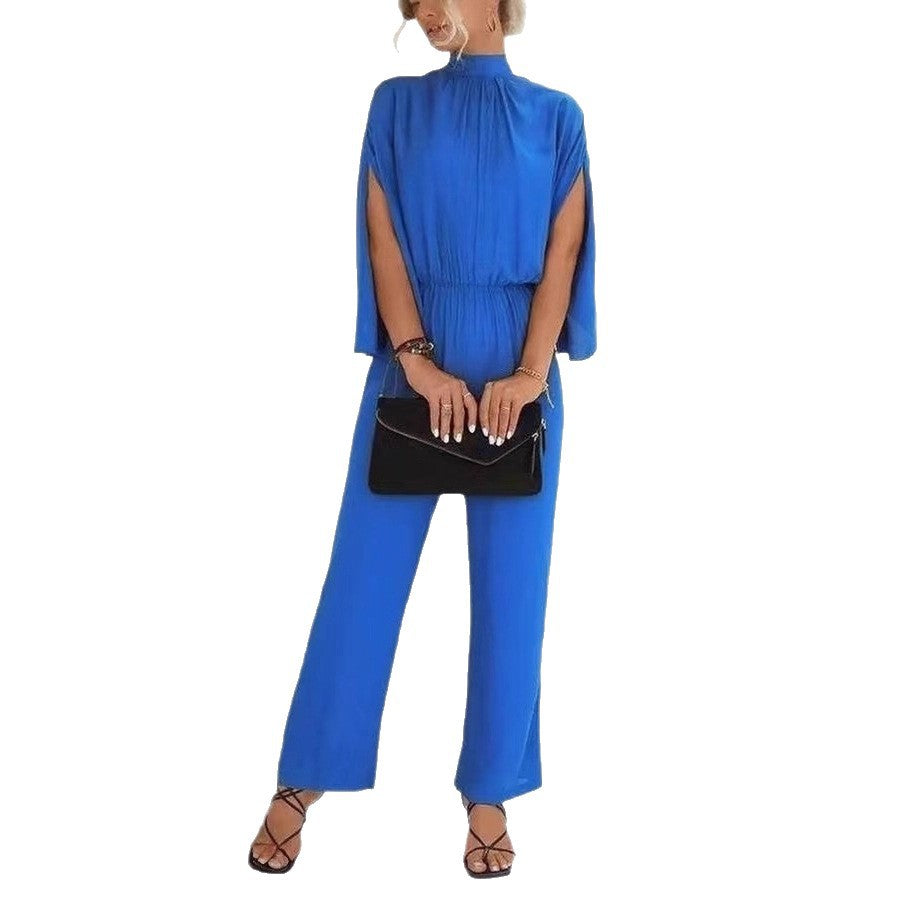 Dame elegant jumpsuit med vid ben og chiffonærmer Skovae