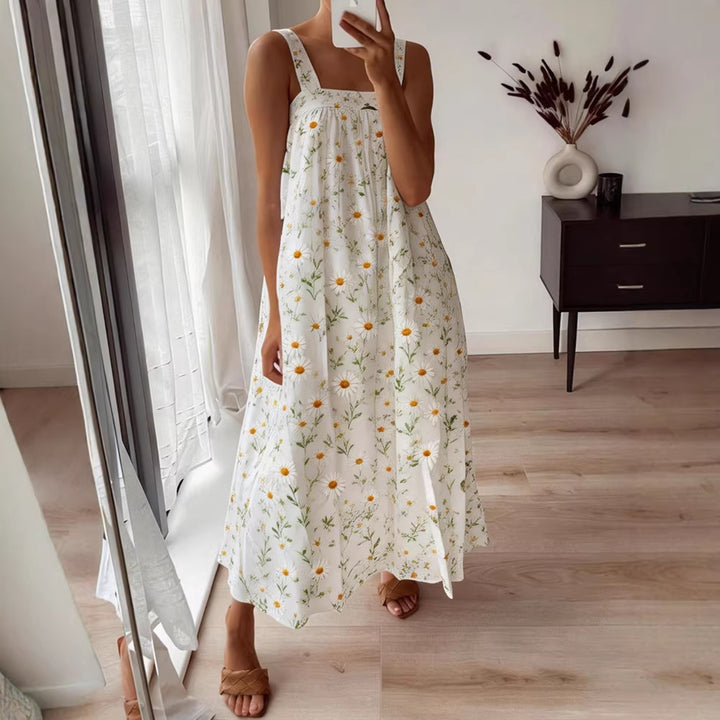 Dame maxikjole med blomsterdesign og luftig pasform Skovae