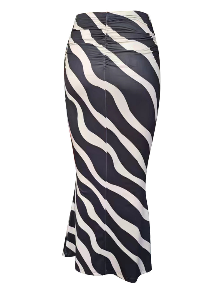 Dame maxiskørt med moderne zebraprint og høj talje Stilla