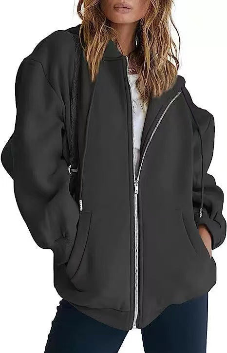 Dame oversized hoodie jakke med praktiske lommer Skovae
