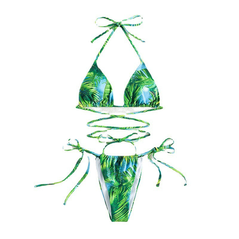 Dame triangel-bikini med raffineret indpakningsdesign Skovae