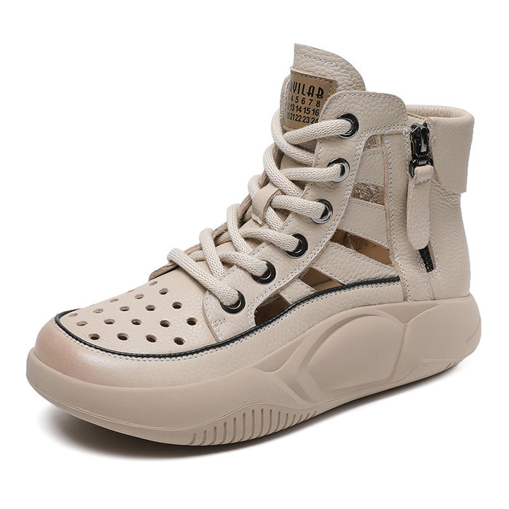 Dame High-Top-Fashion-Sneakers med udskæringsdesign og lynlås Stilla