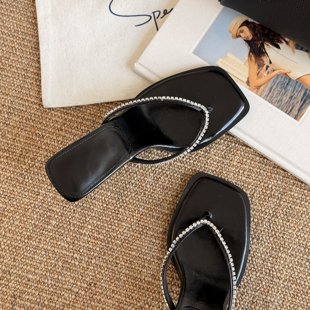 Dame rhinestones dekorerede toghælel-sandaler Stilla