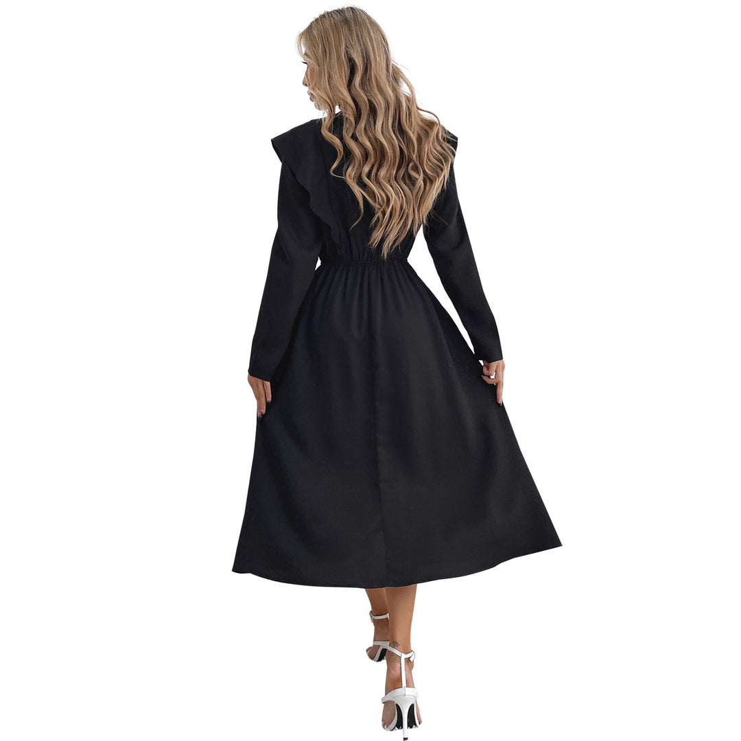 Dame elegant maxi kjole med flæse detaljer og elastisk talje Stilla