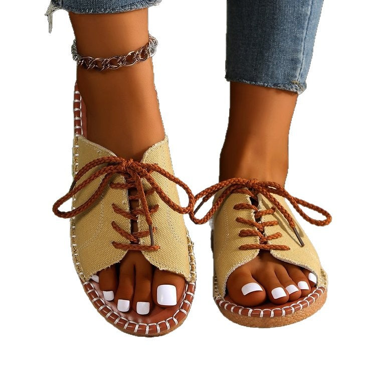 Dame trendy Loose-Fit sandaler med snørelukning Stilla