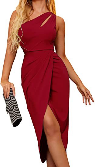 Dame off-shoulder festkjole med asymmetrisk snit og drapering Stilla