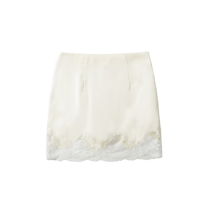 Dame mini nederdel med raffineret spidskant og elegant snit Stilla