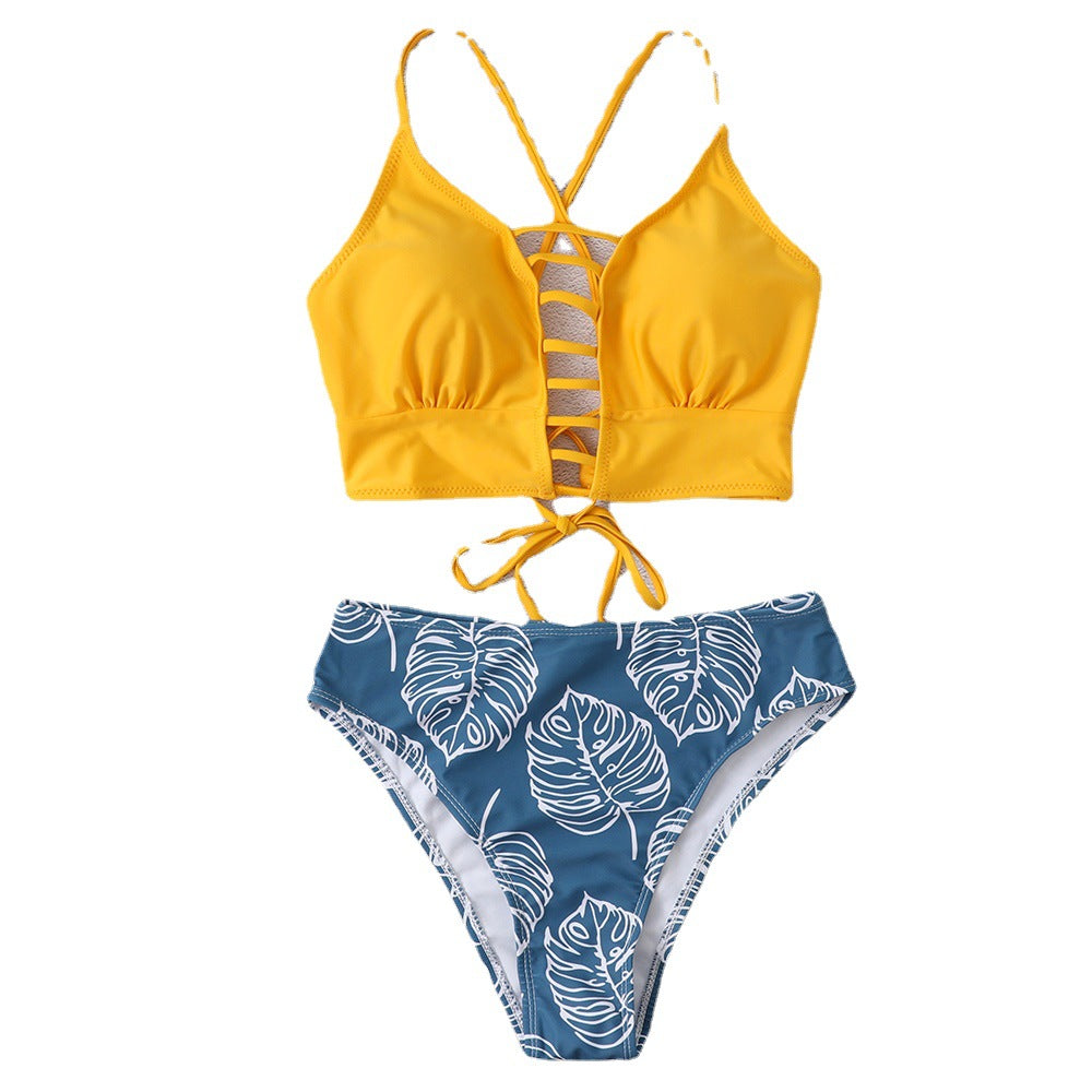Dame Bikini-sæt med flettet top og høj benåbning Stilla