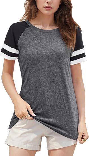 Dame sporty T-shirt med raglanærmer og moderne striber Stilla