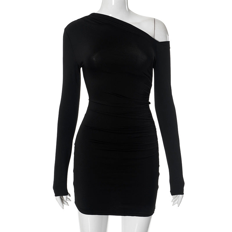 Femme asymmetrisk Langærmet Bodycon Kjole Stilla