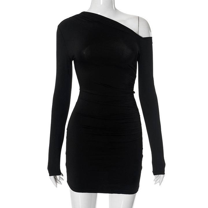 Femme asymmetrisk Langærmet Bodycon Kjole Stilla