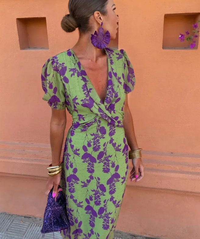 Dame Floral Wrap Maxi Kjole Stilla