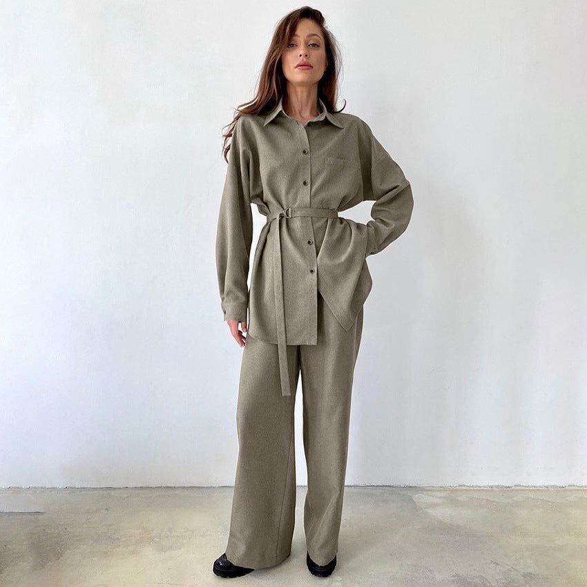 Dame Elegant To-delt Sæt med let oversized Blazer og vide Bukser Stilla