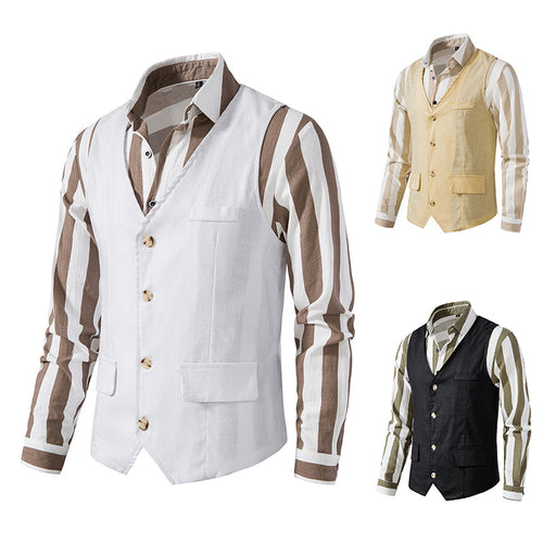 Herrer skræddersyet linned blanding vest Stilla