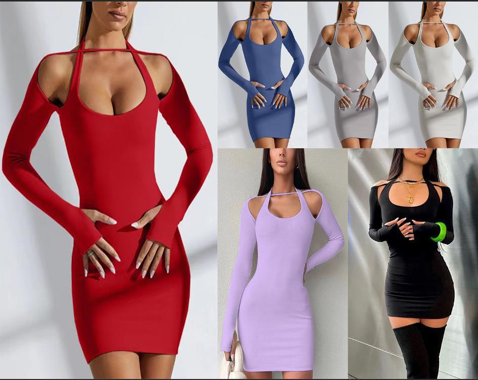 Dame figursyet mini-kjole med cut-outs og lange ærmer Stilla