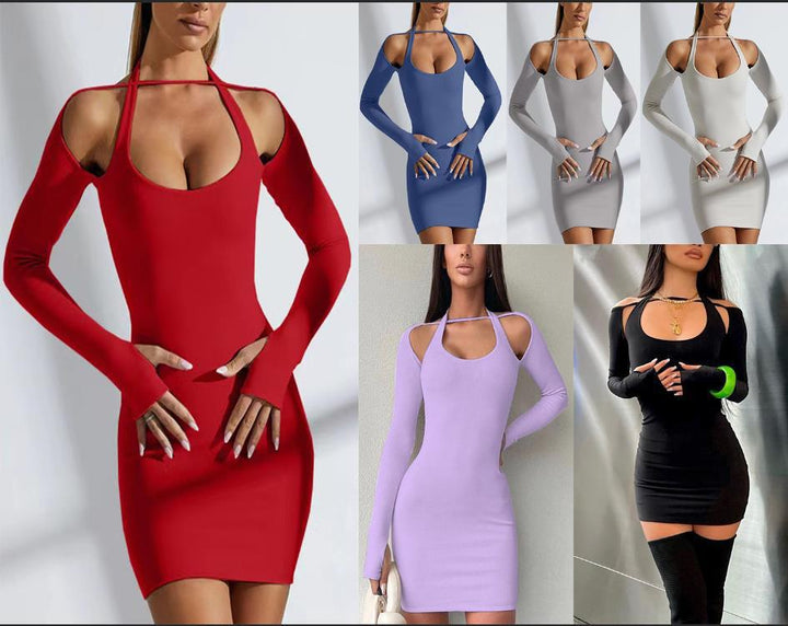 Dame figursyet mini-kjole med cut-outs og lange ærmer Stilla
