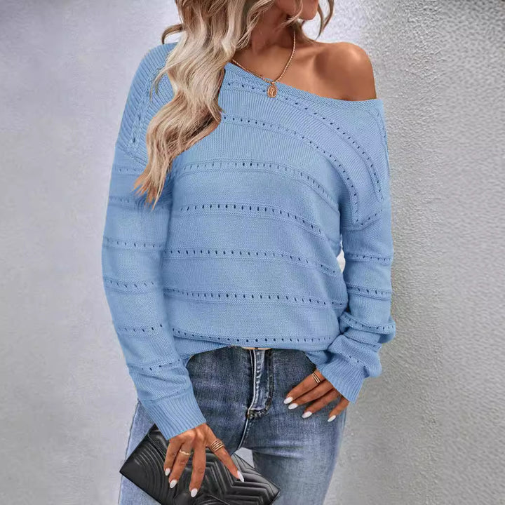 Kvinders strikkede sweater med luftig struktur og løstsiddende design Stilla
