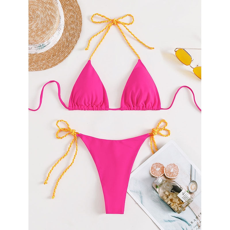 Dame triangel-bikini med justerbare stropper og farverige accenter Skovae