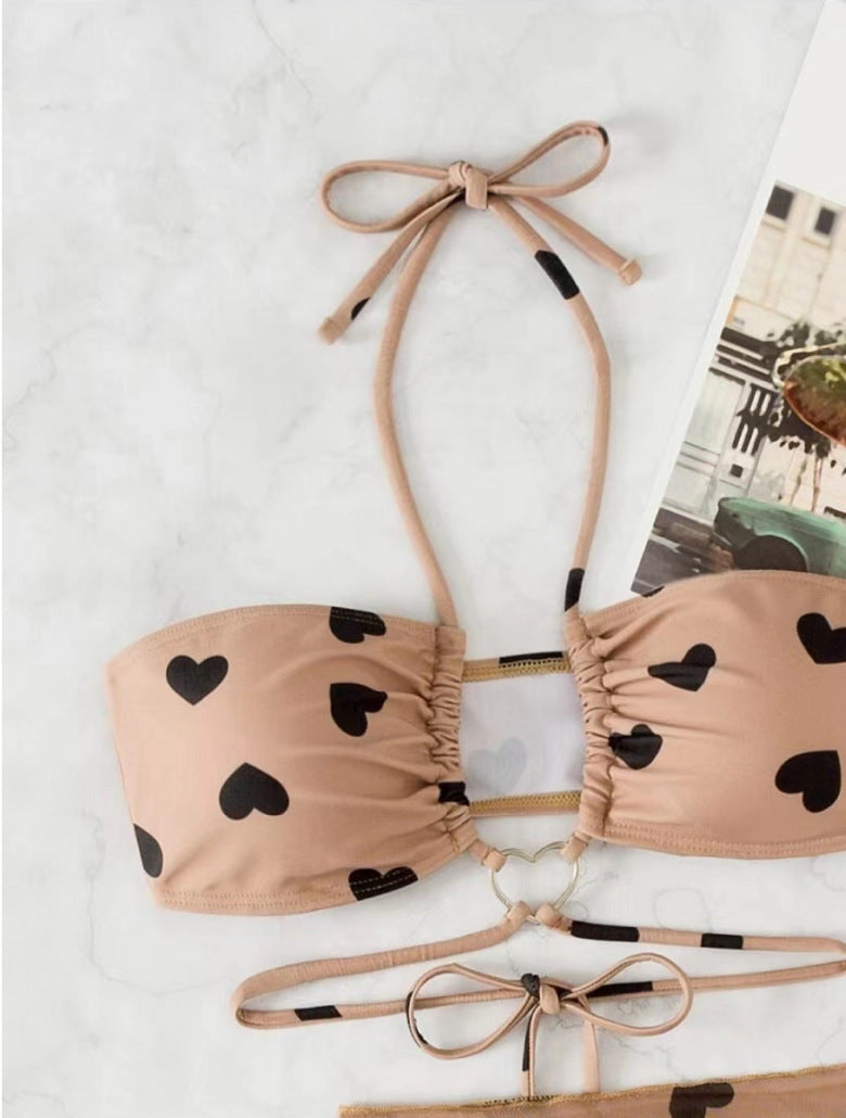 Dame To-delt Bikini-sæt med hjerteformet detalje og moderne omslagsskørt Stilla