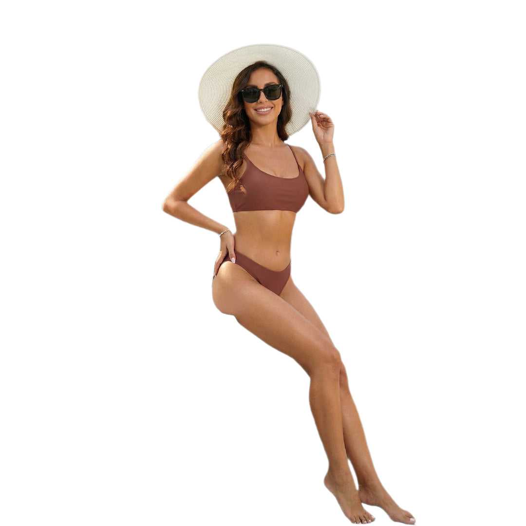 Dame højskåret bikini med minimalistisk snit Skovae