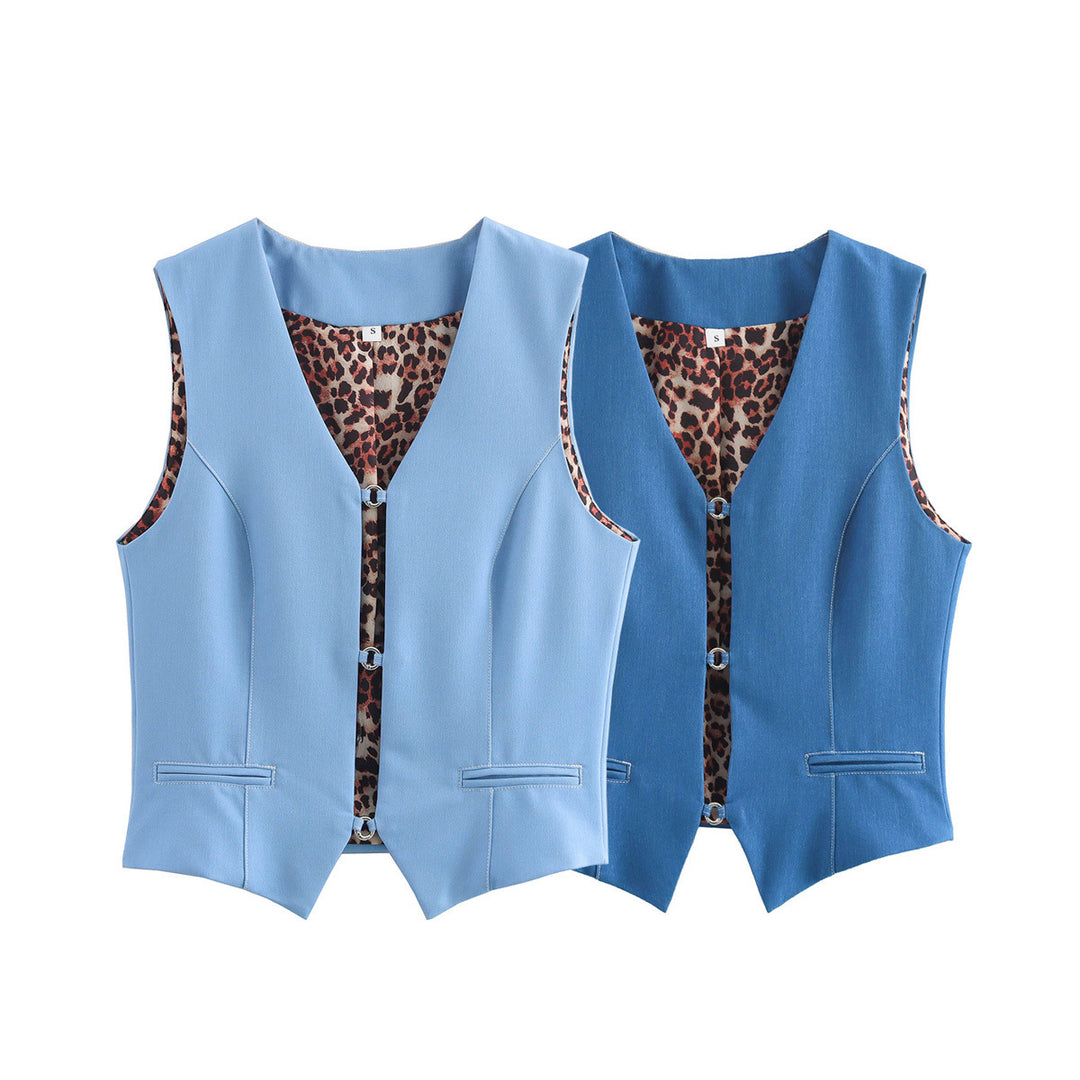 Femme Sleek Tailored Vest med leopardmønstret-fór Stilla