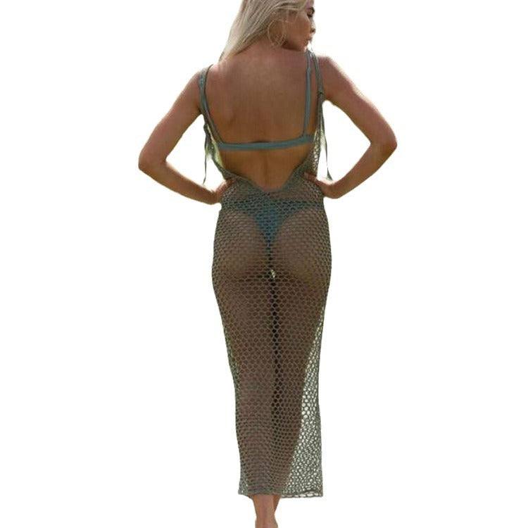 Dame net-strandkjole i trendy makramee design Skovae