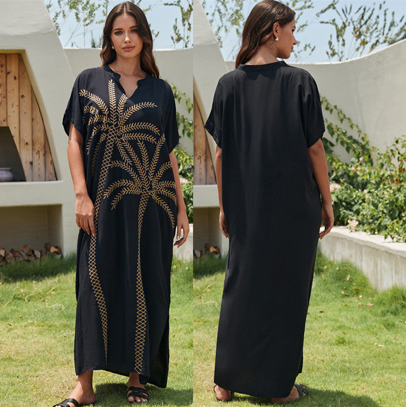 Dame Kaftan med kunstnerisk palme mønster Stilla