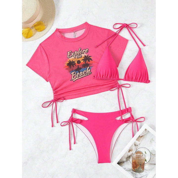 Damer bikinisæt med modig cropped bluse og snøredetalje Skovae