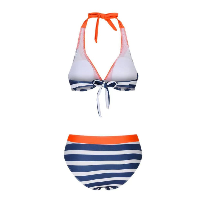 Dame triangel-bikini-sæt med maritimt stribe mønster og sporty design Stilla