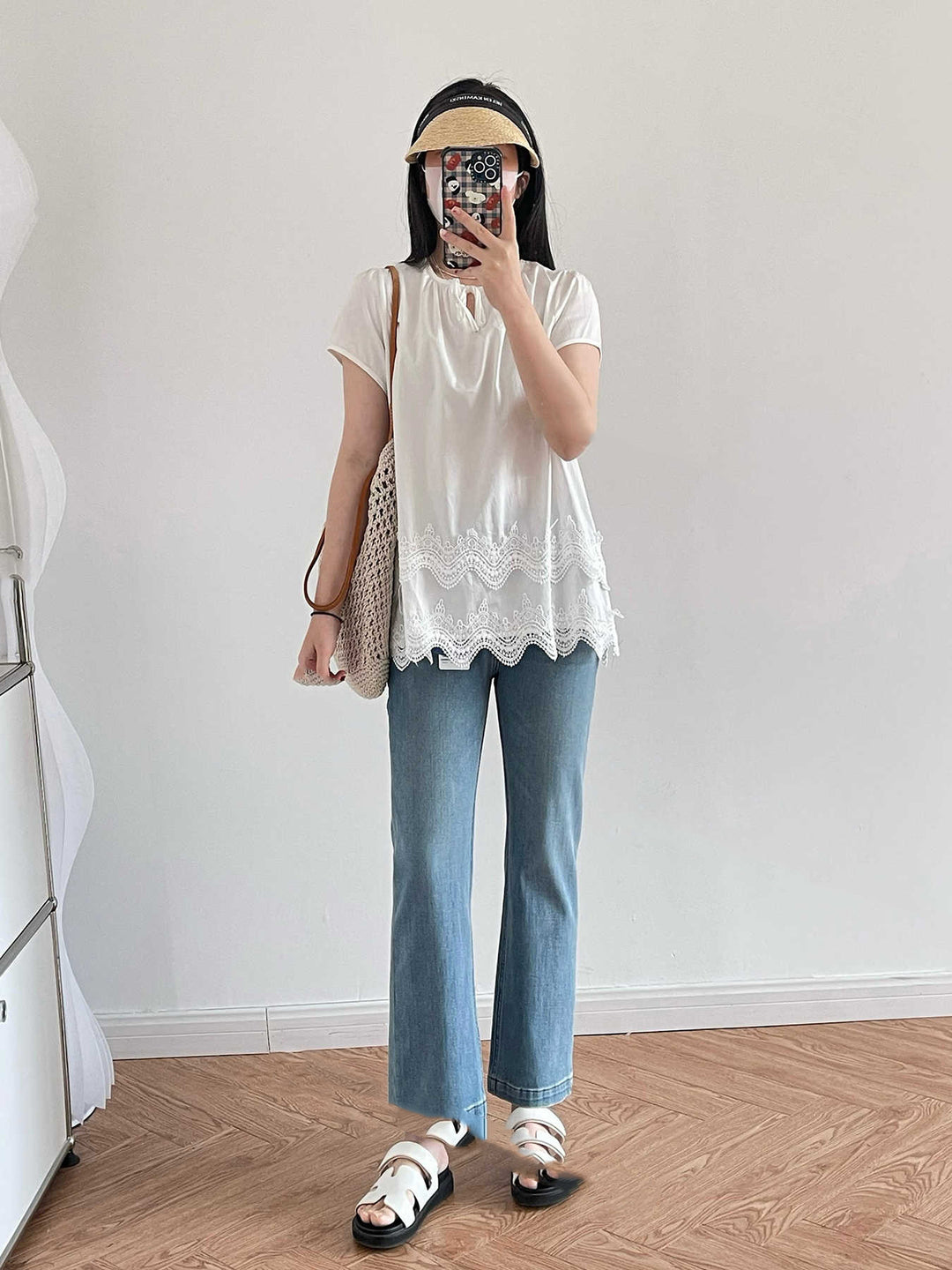 Damer afslappet T-shirt med spidsdetaljer Stilla
