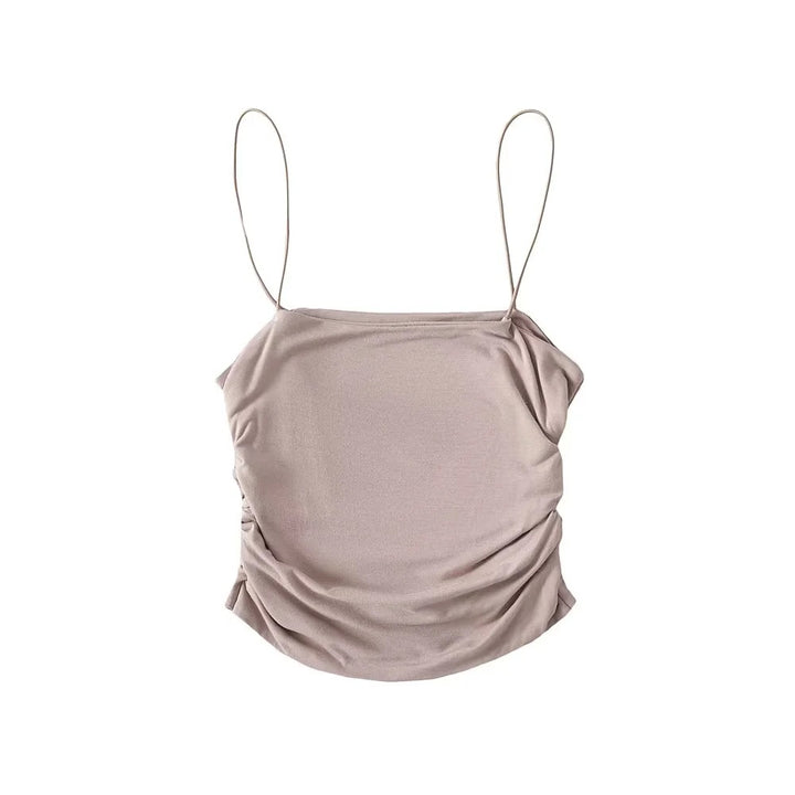 Dame spaghetti strop bluse med raffineret draperingseffekt Stilla
