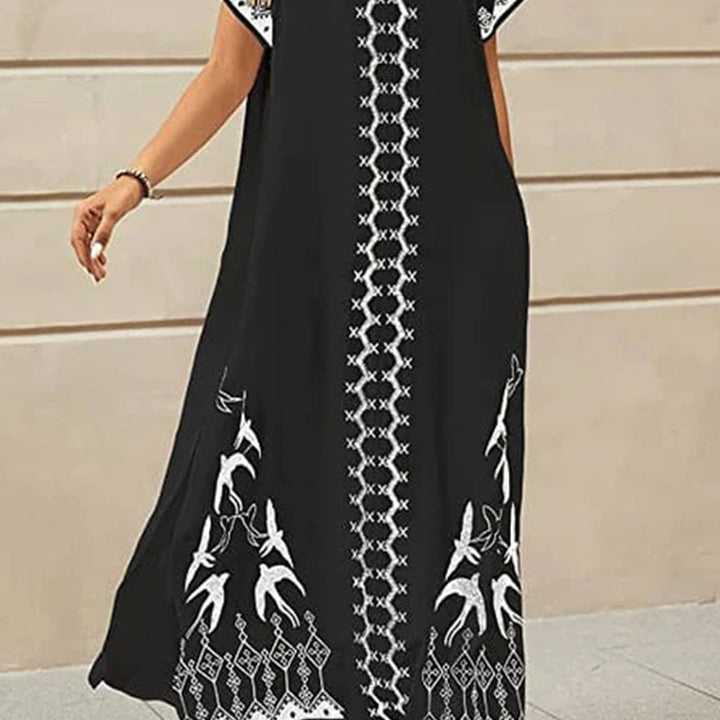 Dame tunika-kjole med elegante broderier og sidelommer Stilla
