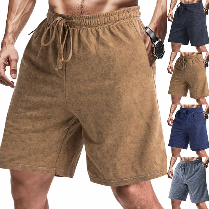 Herren nan løst skårne frotté-shorts med elastisk talje, snoretræk og sidelommer Skovae