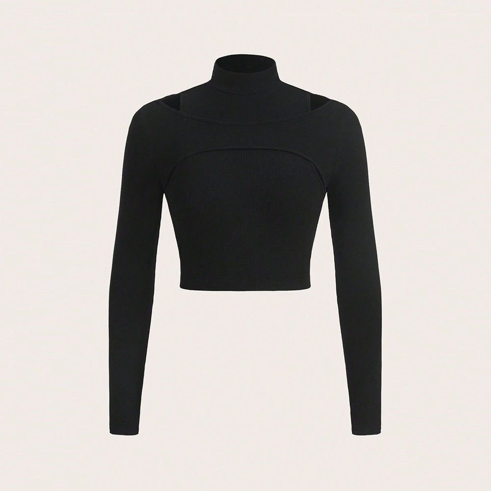 Kvinders crop top med høj hals design og sofistikeret udskæring Stilla