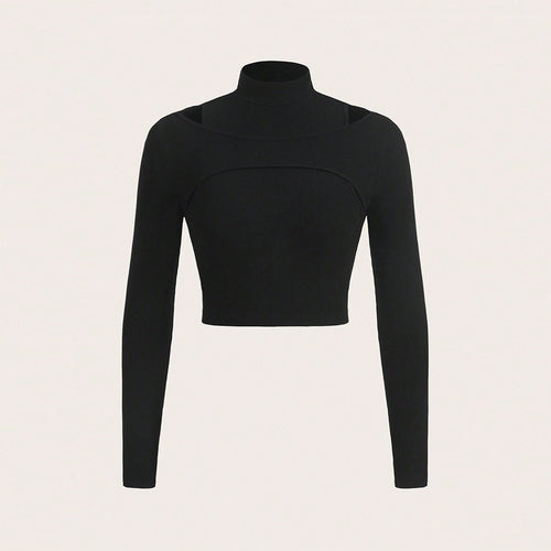 Kvinders crop top med høj hals design og sofistikeret udskæring Stilla