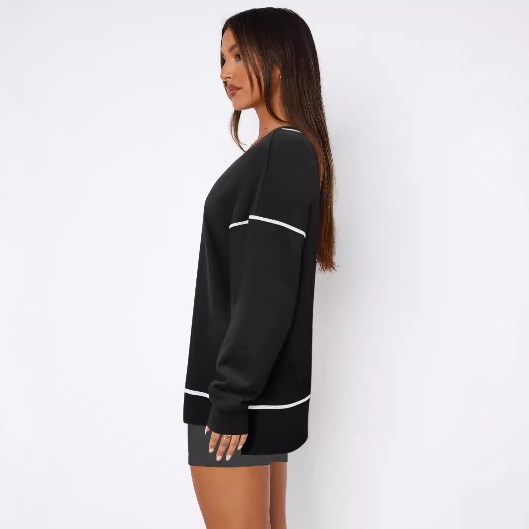 Dame afslappet sweatshirt med fashionabel pasform og overdimensionerede ærmer Stilla
