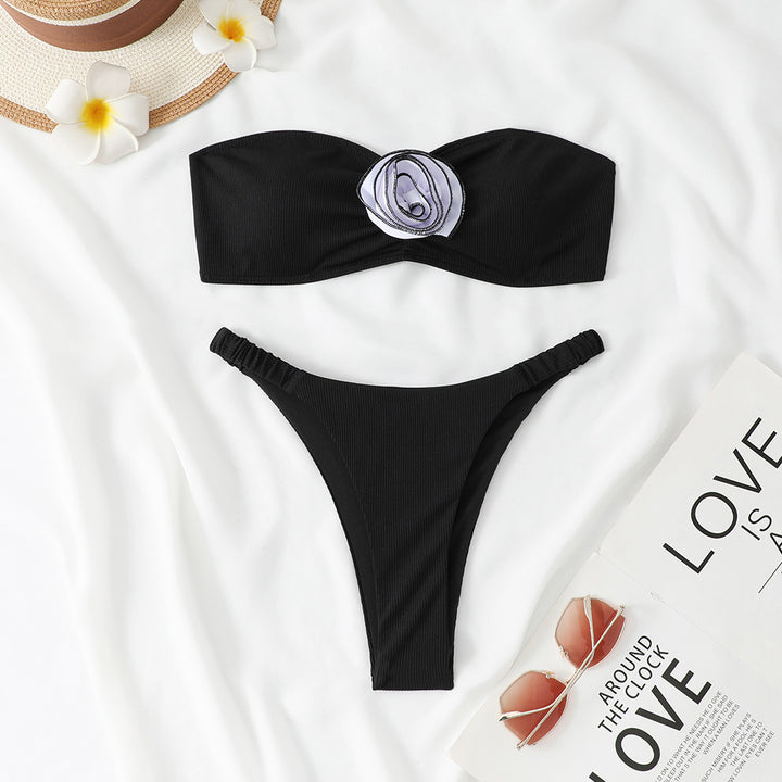 Dame stropløs bikini-sæt med blomst detaljer Stilla